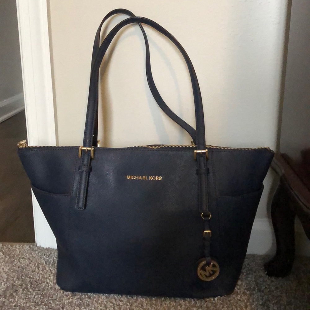 Authentic Michael Kors Navy Leather Purse